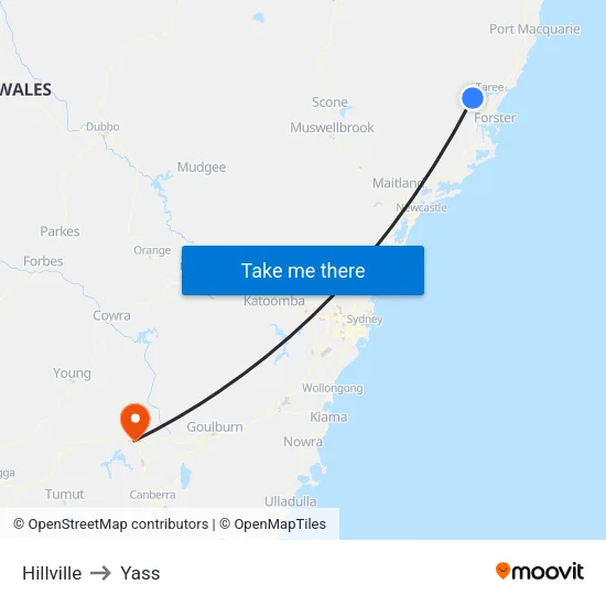 Hillville to Yass map