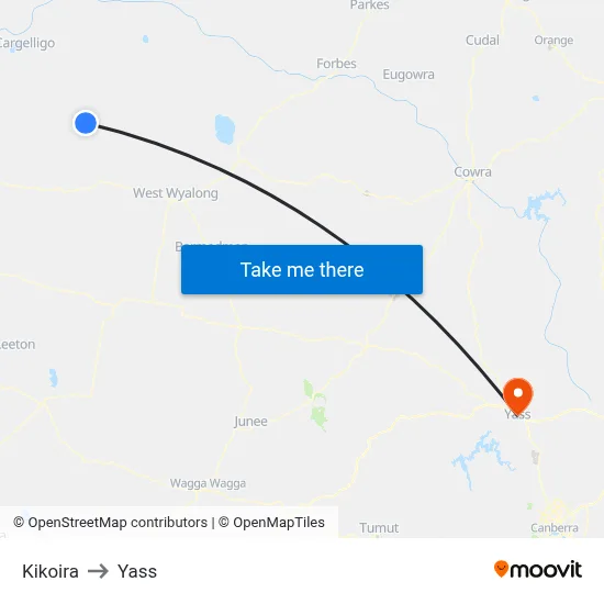 Kikoira to Yass map