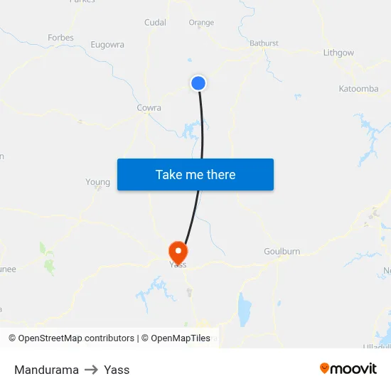 Mandurama to Yass map