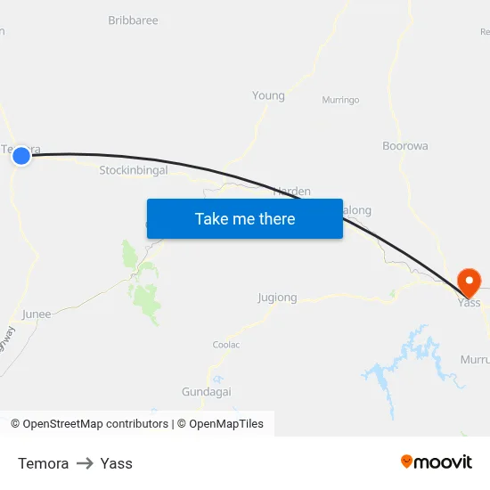 Temora to Yass map