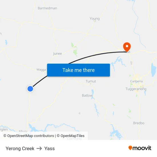 Yerong Creek to Yass map