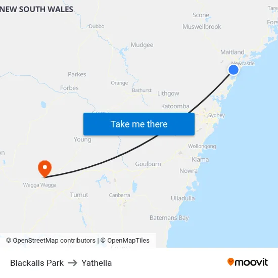 Blackalls Park to Yathella map