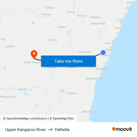 Upper Kangaroo River to Yathella map