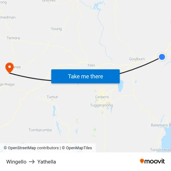 Wingello to Yathella map