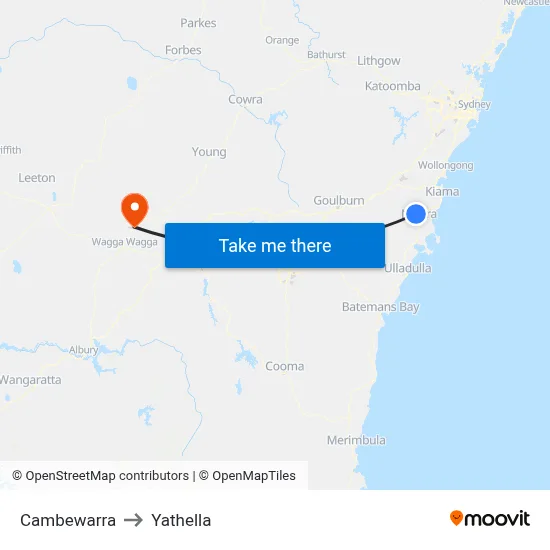 Cambewarra to Yathella map