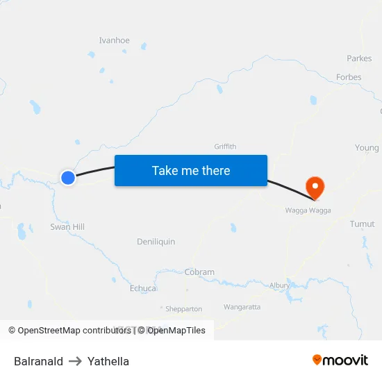 Balranald to Yathella map