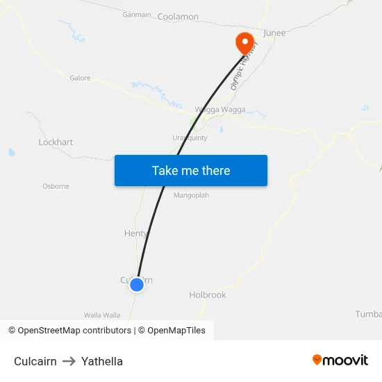Culcairn to Yathella map
