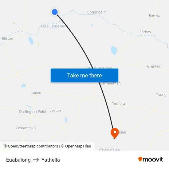 Euabalong to Yathella map