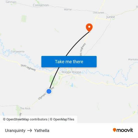 Uranquinty to Yathella map
