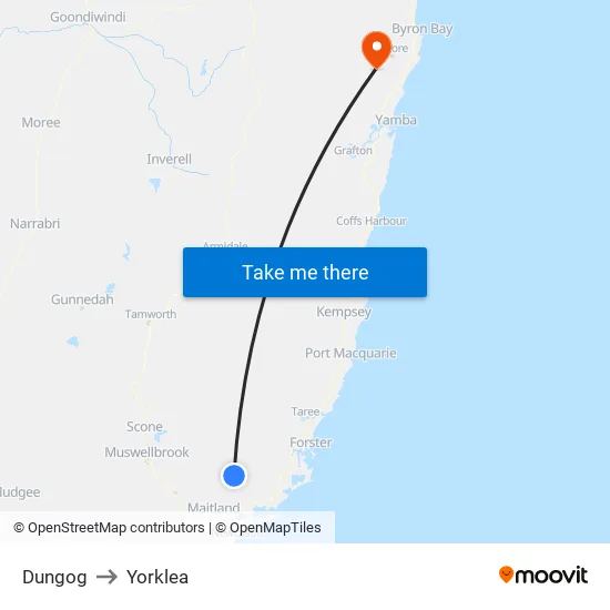 Dungog to Yorklea map