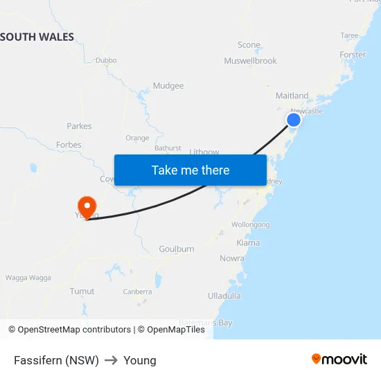 Fassifern (NSW) to Young map