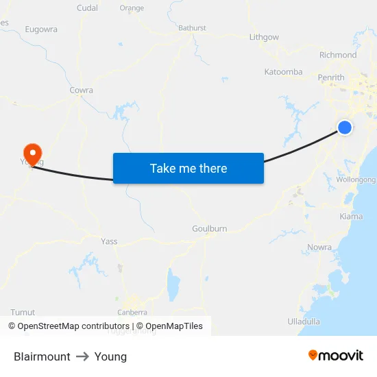 Blairmount to Young map