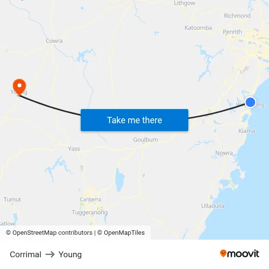 Corrimal to Young map