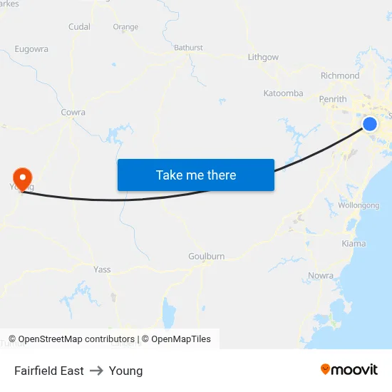 Fairfield East to Young map