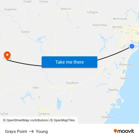 Grays Point to Young map