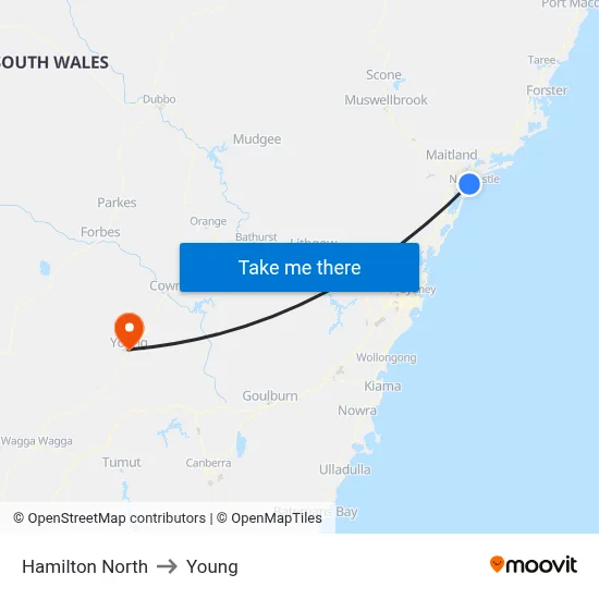 Hamilton North to Young map