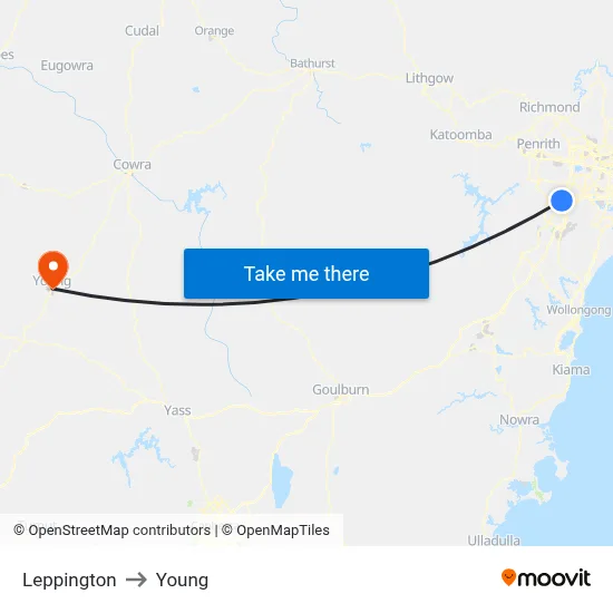 Leppington to Young map