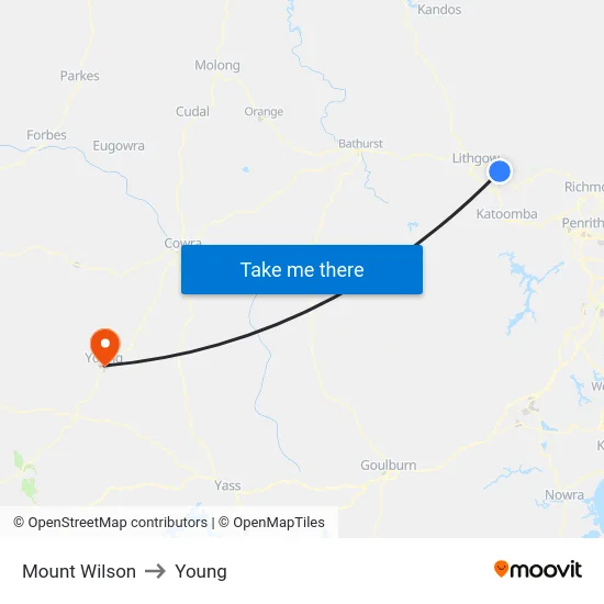 Mount Wilson to Young map