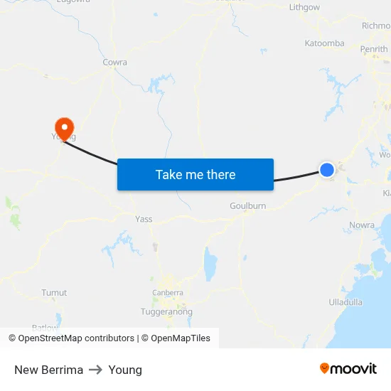 New Berrima to Young map