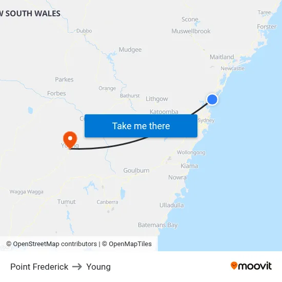 Point Frederick to Young map