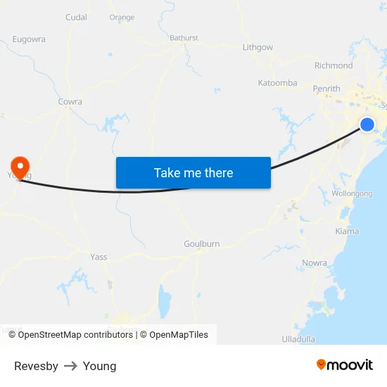 Revesby to Young map