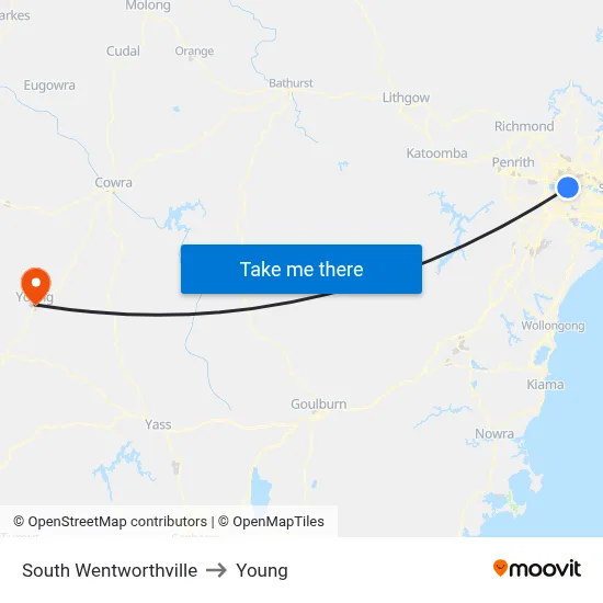 South Wentworthville to Young map