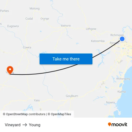 Vineyard to Young map