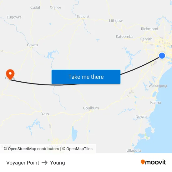 Voyager Point to Young map