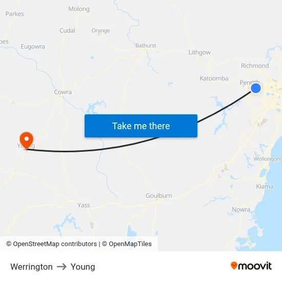 Werrington to Young map