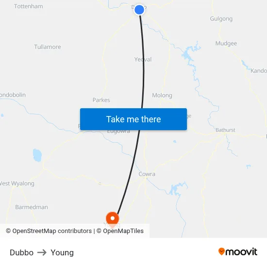 Dubbo to Young map