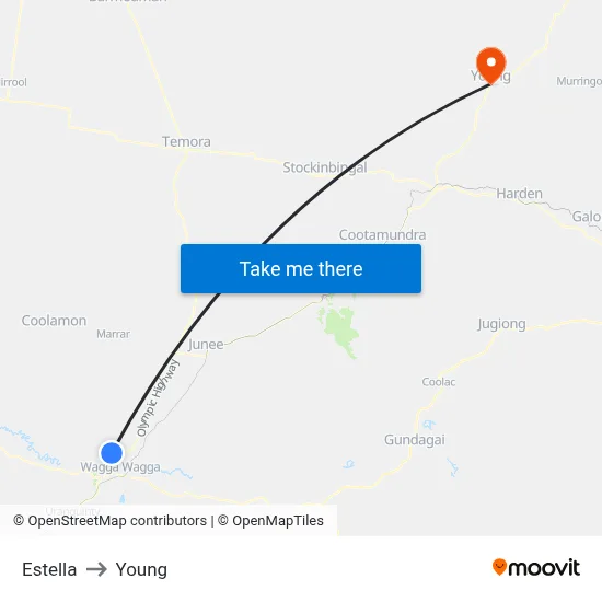 Estella to Young map