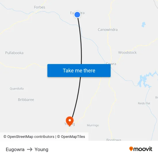Eugowra to Young map