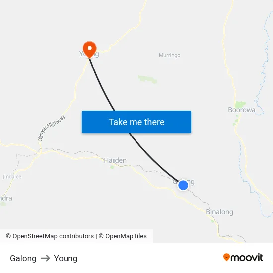 Galong to Young map