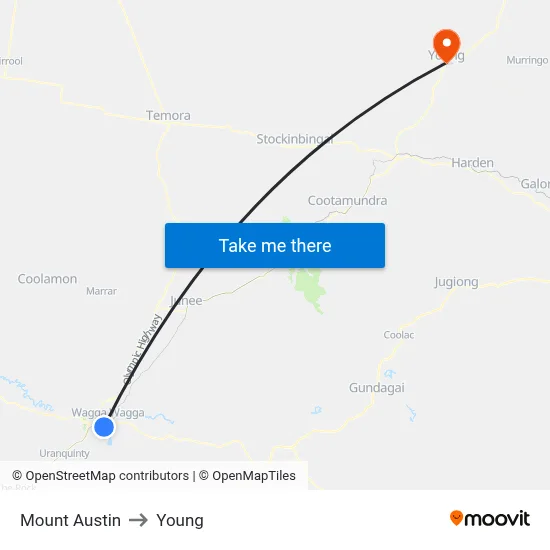 Mount Austin to Young map