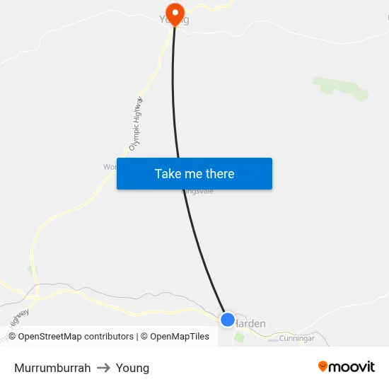 Murrumburrah to Young map