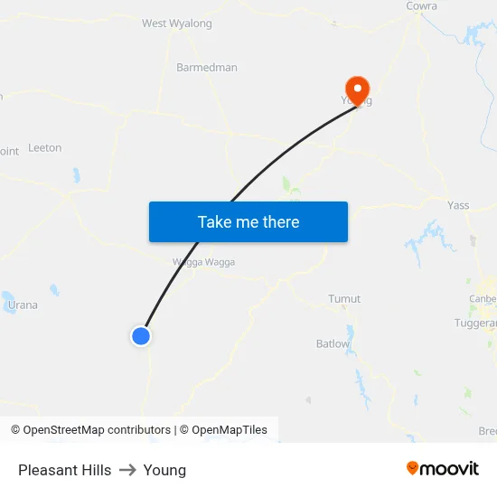 Pleasant Hills to Young map