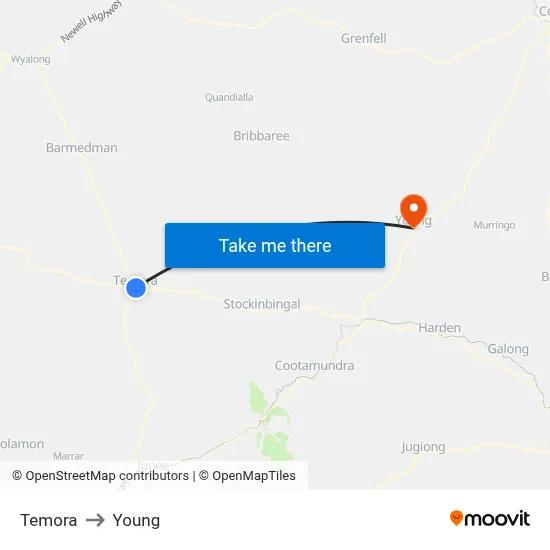 Temora to Young map