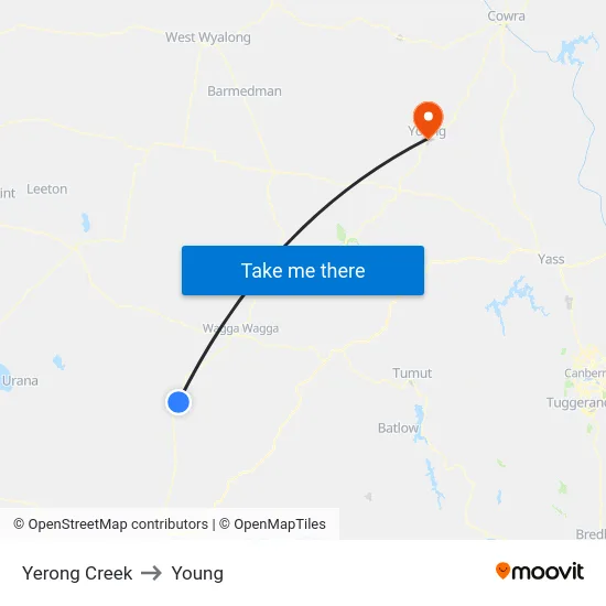 Yerong Creek to Young map