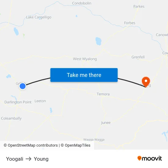 Yoogali to Young map