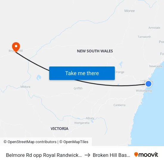 Belmore Rd opp Royal Randwick Shopping Centre to Broken Hill Base Hospital map