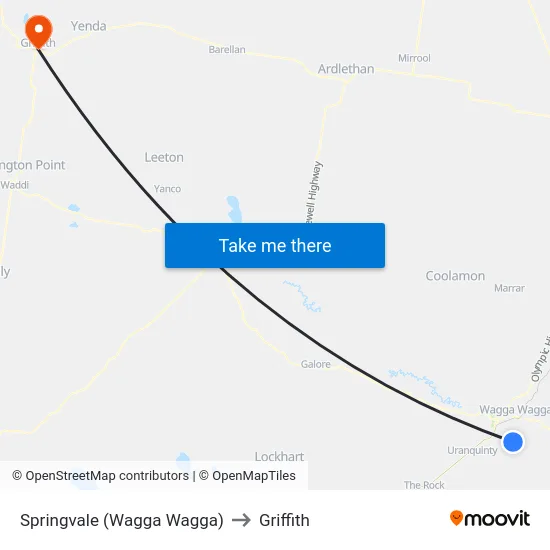 Springvale (Wagga Wagga) to Griffith map