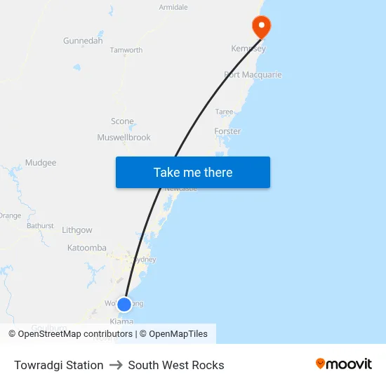 Towradgi Station to South West Rocks map
