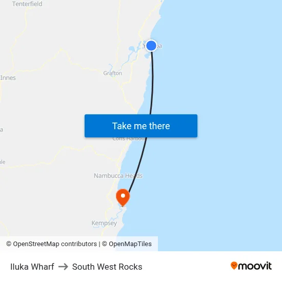 Iluka Wharf to South West Rocks map