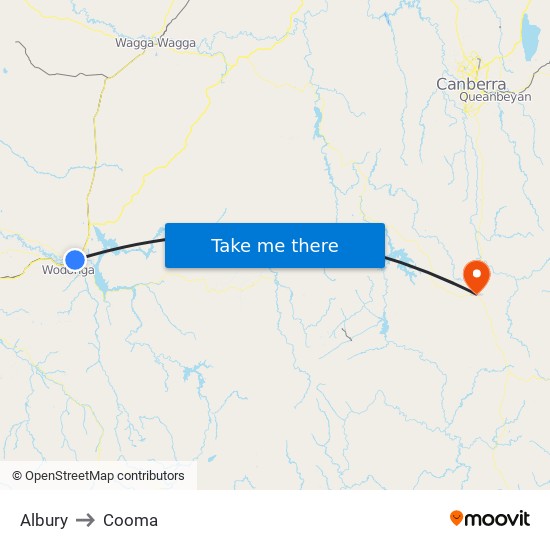 Albury to Cooma map