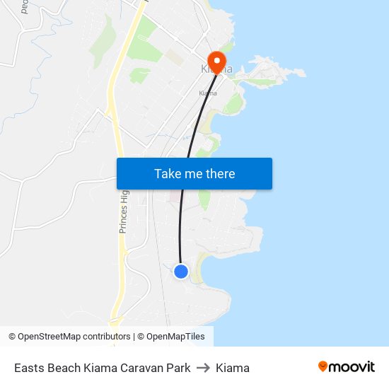 Easts Beach Kiama Caravan Park to Kiama map