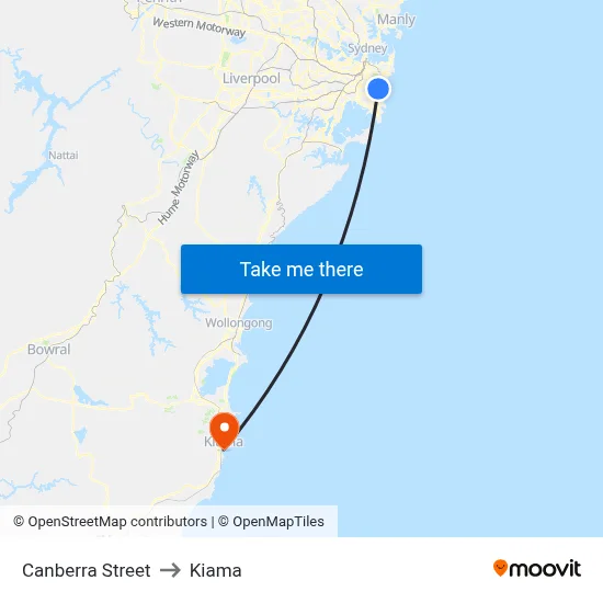 Canberra Street to Kiama map