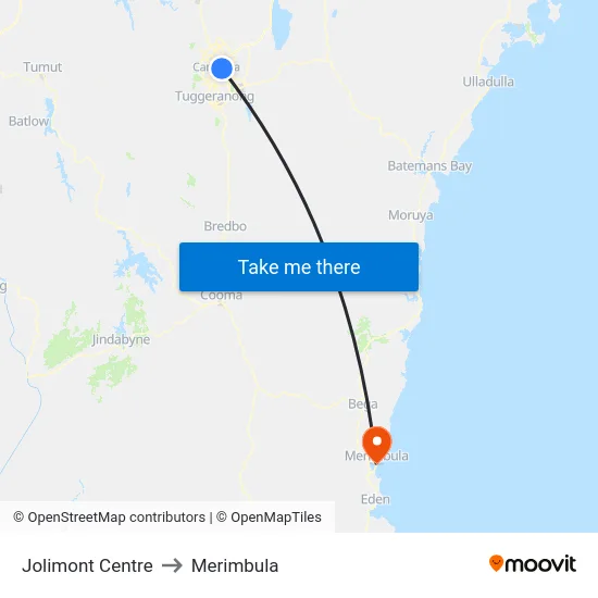 Jolimont Centre to Merimbula map