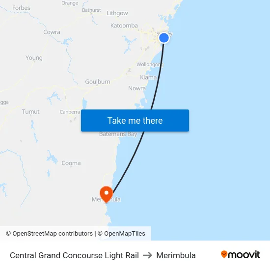 Central Grand Concourse Light Rail to Merimbula map