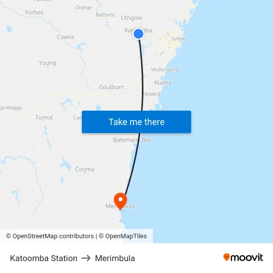 Katoomba Station to Merimbula map