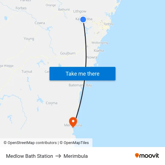 Medlow Bath Station to Merimbula map